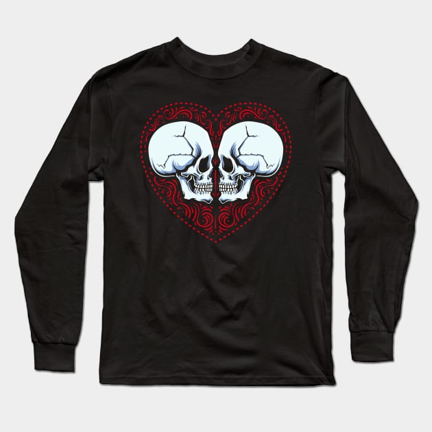 Epic Love Skull Heart Valentine Long Sleeve T-Shirt by machmigo